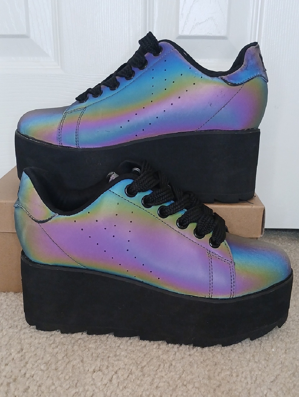 YRU Lala Reflective Platform Sneakers Womens 8/39